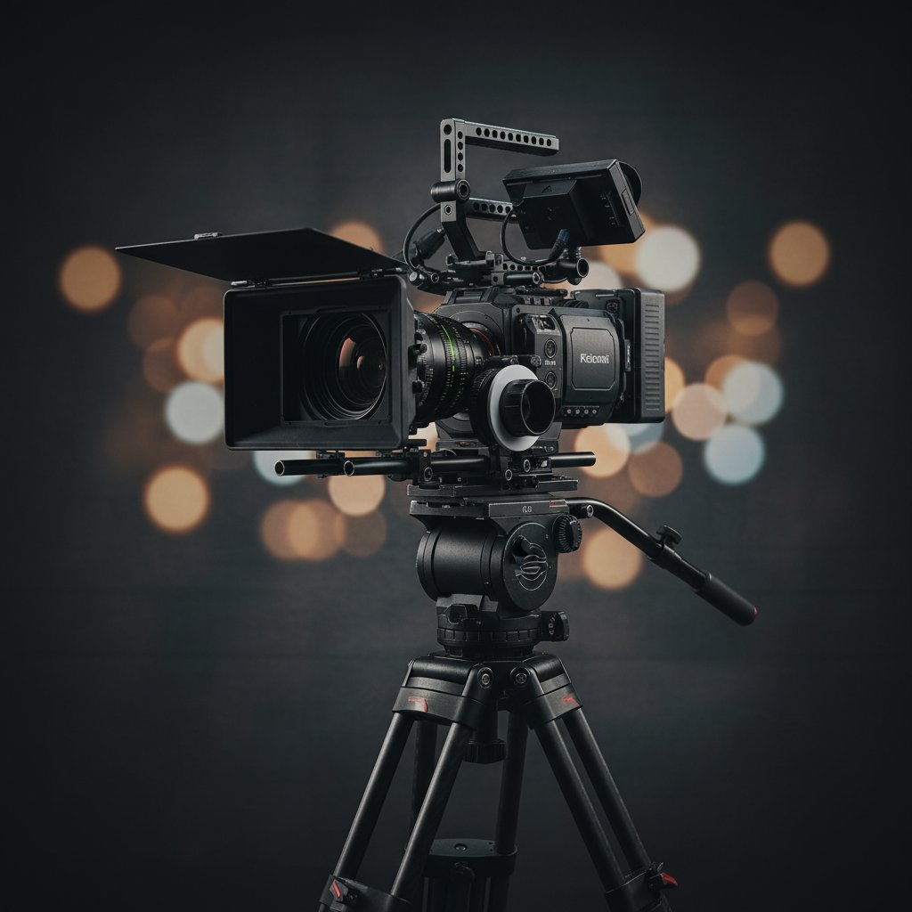 Professional video camera and lighting equipment setup in London rental studio